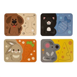 Пазлы из дерева «Кто что ест?» 24 элемента.  Серия «Мои первые пазлы»