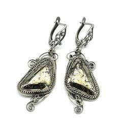 Серьги пирит "Грация" 19*38мм.