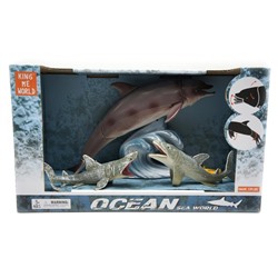 06 Набор Морские обитатели (дельфин, 2 акулы)(подв.эл.) 29*17см / коробка 5502 АКЦИЯ! СКИДКА 50%