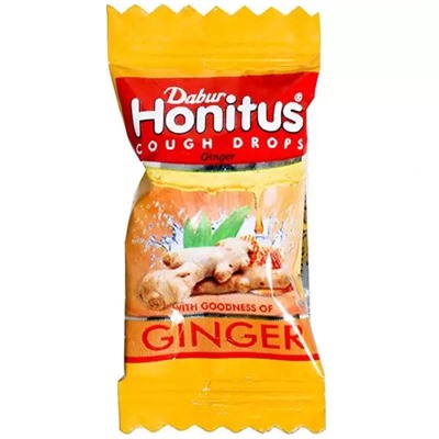 HONITUS Cough Drop, MIX, Dabur (ХАНИТУС (Хонитус) Леденцы от кашля с разными вкусами - Имбирь, Тулси, Лимон, Дабур), 1 шт.