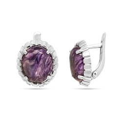 Серьги из серебра чароит, СПН4097