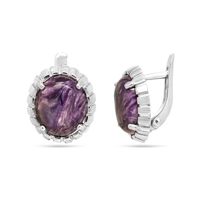 Серьги из серебра чароит, СПН4097