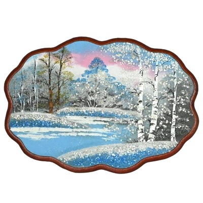 Картина из камня, зимнее морозное утро "облако" 35,5*25см, 550г.