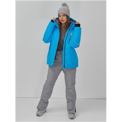 Горнолыжная куртка женская зимняя синего цвета 7017S