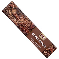 Luxury ROYAL WOOD Masala Incense Sticks, Ayur Plus (КОРОЛЕВСКОЕ ДЕРЕВО, ароматические масала палочки ручной работы, Аюр Плюс), 18 г.