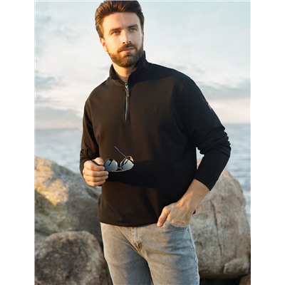 Свитшот с воротом стойкой на молнии из эластичного футера двухнитки