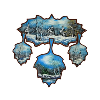Кухонный набор "Клён", пейзаж зима 45*20см, 20*28,5см, 13*20см