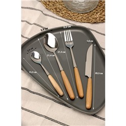 Набор столовых приборов из нержавеющей стали Доляна Wood, 4 предмета, цвет металла серебряный