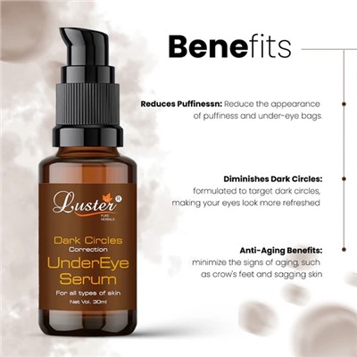 DARK CIRCLES CORRECTION Under Eye Serum, Luster (Сыворотка против ТЁМНЫХ КРУГОВ вокруг глаз, Ластер), 30 мл.