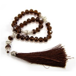 Чётки мусульманские SEW3908-71-4 КОРИЧНЕВЫЕ искусственный хрусталь (33 бусины), 1 шт.