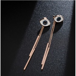 SALE! Длинные серьги - цепочки из ювелирной стали, Глаз Фатимы, 2 в 1, 1 пара.