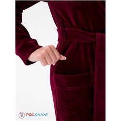 Женский велюровый халат с шалькой темно-бордовый ВМ-02 (13)