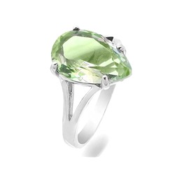 Кольцо из серебра празиолит кварц, Ю-100М45