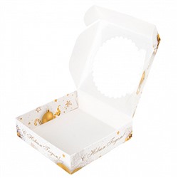 Коробка для печенья "Золотой Новый год" с окном, 12*12*3 см