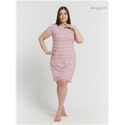 Платье-футболка женское экрю-красный