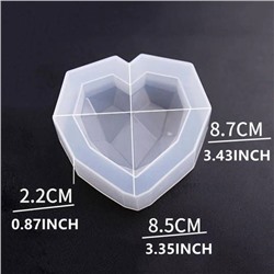 Силиконовый молд 3D «Сердечки с гранями» (3 штуки)