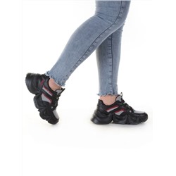 DHJ03-1 BLACK Кроссовки женские (нат.кожа, нат.замша, текстиль) размер 38