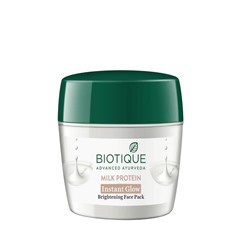 MILK PROTEIN, Instant Glow, Brightening Face Pack, Biotique (МОЛОЧНЫЙ ПРОТЕИН, Мгновенное сияние, осветляющая маска для лица, для всех типов кожи, Биотик), 175 г.