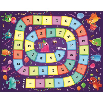 Настольная игра для детей «Весёлые ходилки» 4 в 1 (раскраска)