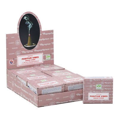 POSITIVE VIBES DHOOP CONES, Satya (ПОЗИТИВНЫЕ ВИБРАЦИИ конусные благовония, Сатья), уп. 12 конусов + подставка.