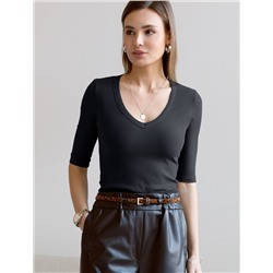 Джемпер из трикотажа в широкий рубчик