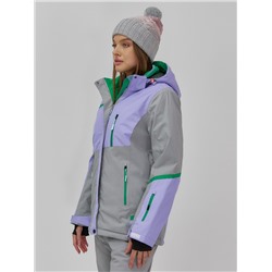 Горнолыжный костюм женский зимний большого размера сиреневого цвета 07092Sn