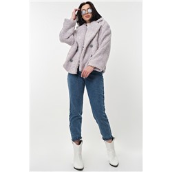 Укороченная шуба из эко меха лиловый пепел