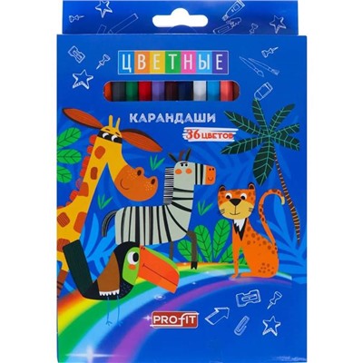 Карандаши цветные 36 цв. Profit Сафари Проф-Пресс КЦ-1513