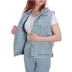 802 BLUE/GRAY Джинсовый жилет женский (100% хлопок) размер 48