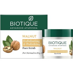 WALNUT, Exfoliating & Polishing Face Scrub, Biotique (ГРЕЦКИЙ ОРЕХ, Отшелушивающий и полирующий скраб для лица, для нормальной и сухой кожи, Биотик), 50 г.