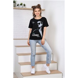 Ф-034 Демо-2 черн Футболка женская (42-52)