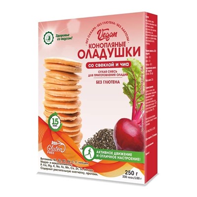 Дом Кедра. Конопляные оладушки VEGAN cо свеклой и чиа, 250г