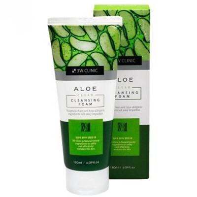 3W CLINIC Пенка д/умывания с экстр.алоэ  Aloe Cliansing Foam 180мл