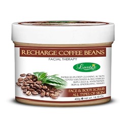 RECHARGE COFFEE BEANS Face & Body Scrub, Luster (ЗАРЯЖАЮЩИЕ КОФЕЙНЫЕ ЗЁРНА крем-скраб глубокой очистки для лица и тела, Ластер), 400 г.