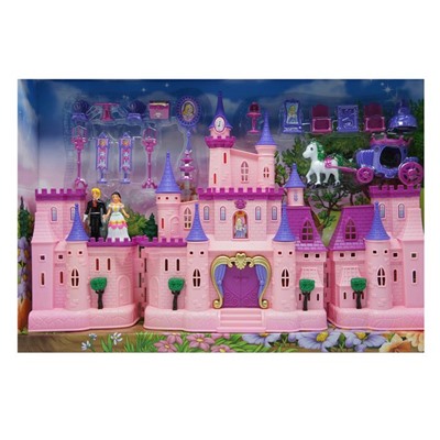 02 Кукольный домик (Замок+ мебель+карета)(на бат) 55*37см/коробка SG29021 АКЦИЯ! СКИДКА 50%