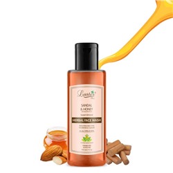 SANDAL & HONEY Face Wash, Luster (САНДАЛ И МЁД травяной гель для умывания без сульфатов и парабенов С ЭФИРНЫМ МАСЛОМ СЛАДКОГО МИНДАЛЯ, Ластер), 110 мл.