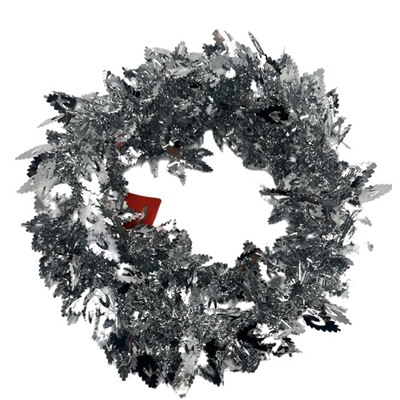 Мишура тонкая с Листочками из фольги Серебро 2м (выпис.по 10шт.) M-4