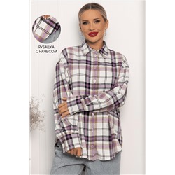 Рубашка оверсайз Дарика (бело-сиреневая) Б14253-30М