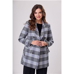 БелЭльСтиль 848-1 23 22+601-1 61 22 сине-бело-черная клетка, Брюки,  Жакет
