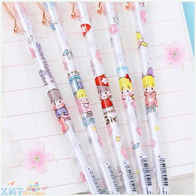 Набор из 2-х чёрных гелевых ручек в кармашке KAWAI GIRL YML-6645, YML-6645