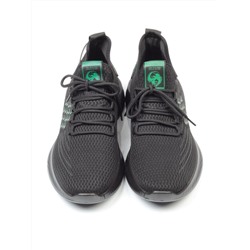 HA106-2 BLACK/GREEN Кроссовки летние мужские (текстиль) размер