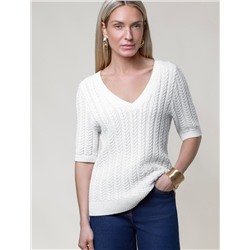 Джемпер фактурной вязки из хлопка с кашемиром