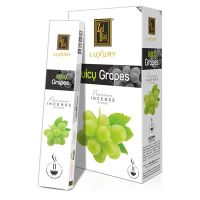 Luxury JUICY GRAPES Premium Incense Sticks, Zed Black (Лакшери СОЧНЫЙ ВИНОГРАД премиум благовония палочки, Зед Блэк), уп. 15 г.