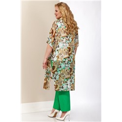 Aira Style 533 зеленые_орхидеи, Кардиган,  Брюки,  Блуза