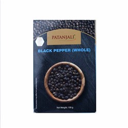 BLACK PEPPER (WHOLE), Patanjali (ЧЕРНЫЙ ПЕРЕЦ ГОРОШЕК, Патанджали), 100 г. - СРОК ГОДНОСТИ ДО 3 ИЮЛЯ 2025 ГОДА