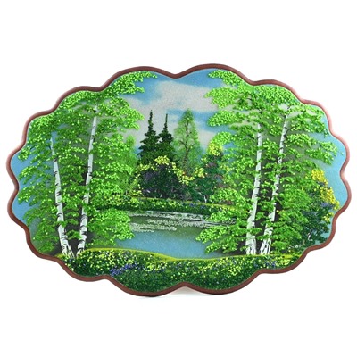 Большая картина из каменной крошки, лето "облако" 62*41,5см, 1560г