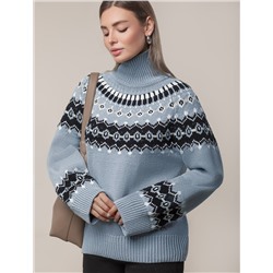 Джемпер фактурной вязки из хлопка с акрилом