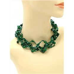 Бусы, браслет "Волна" 5 нитей цв.зеленый, 45см, 18см.