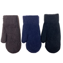 Варежки женские шерсть , двойная вязка (тёмный микс)