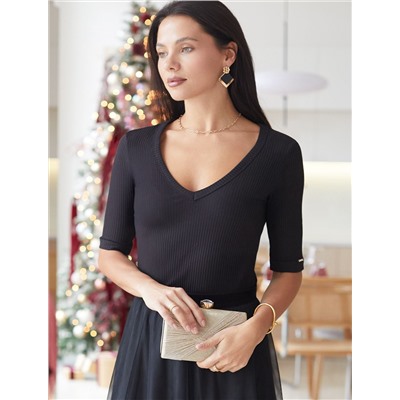 Джемпер из трикотажа в широкий рубчик